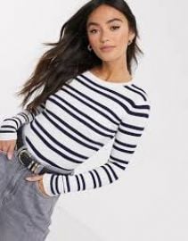 Brave Soul missouri skinny rib sweater in stripe   ASOS at Asos